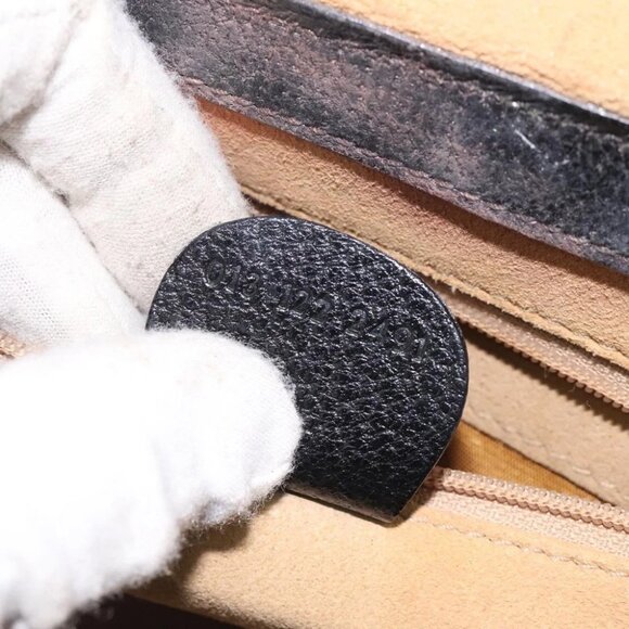 GUCCI Bamboo Hand Bag Leather Black Gold 013 122 2491 Auth SW974 - Picture 2 of 14